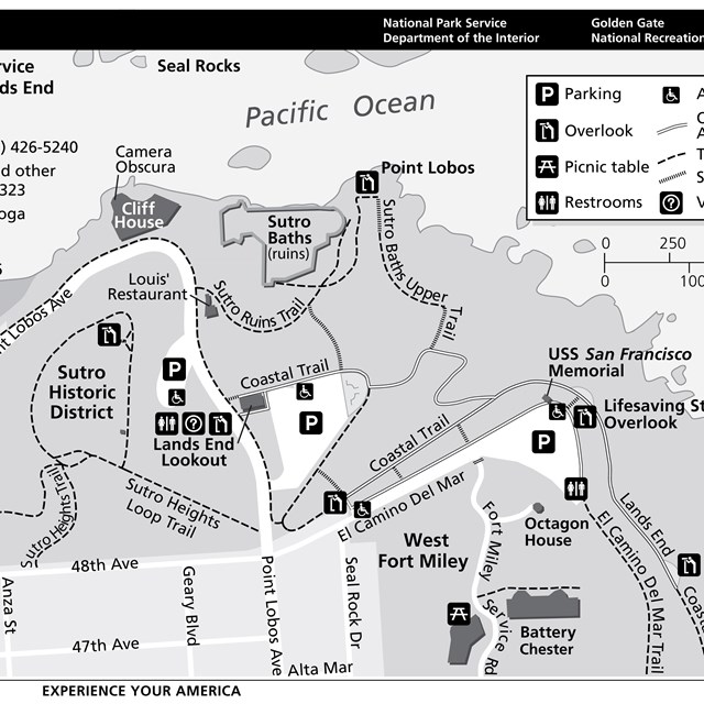Map of Sutro Historic District (Land's End, Cliff House & Sutro Baths)