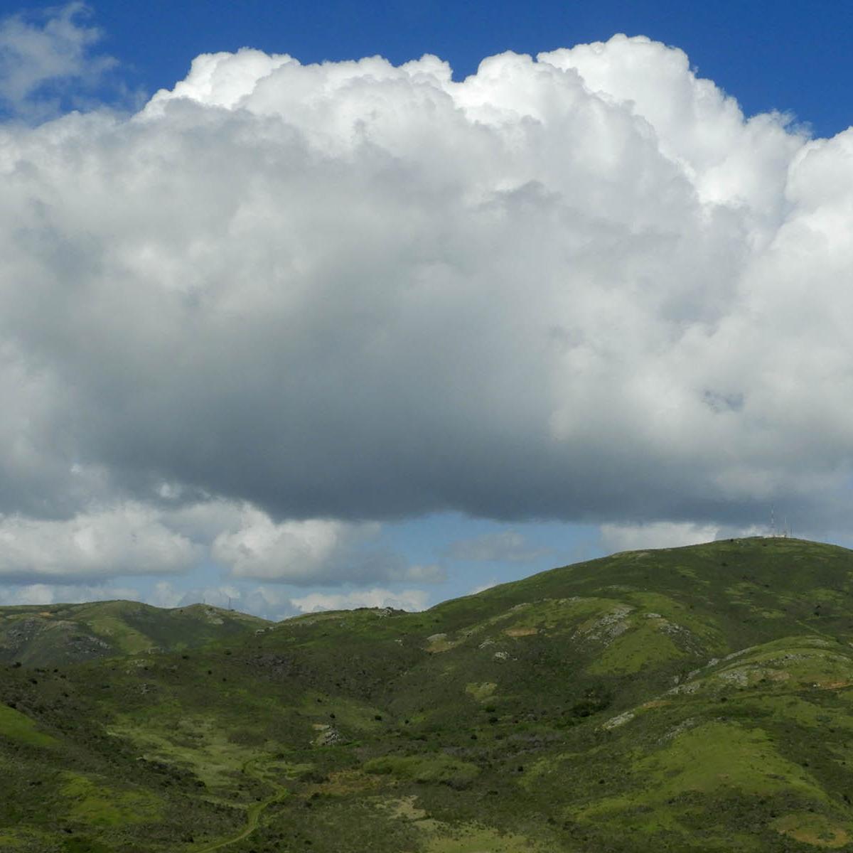 Cloudy skies over Rodeo Valley in the Marin Headlands.