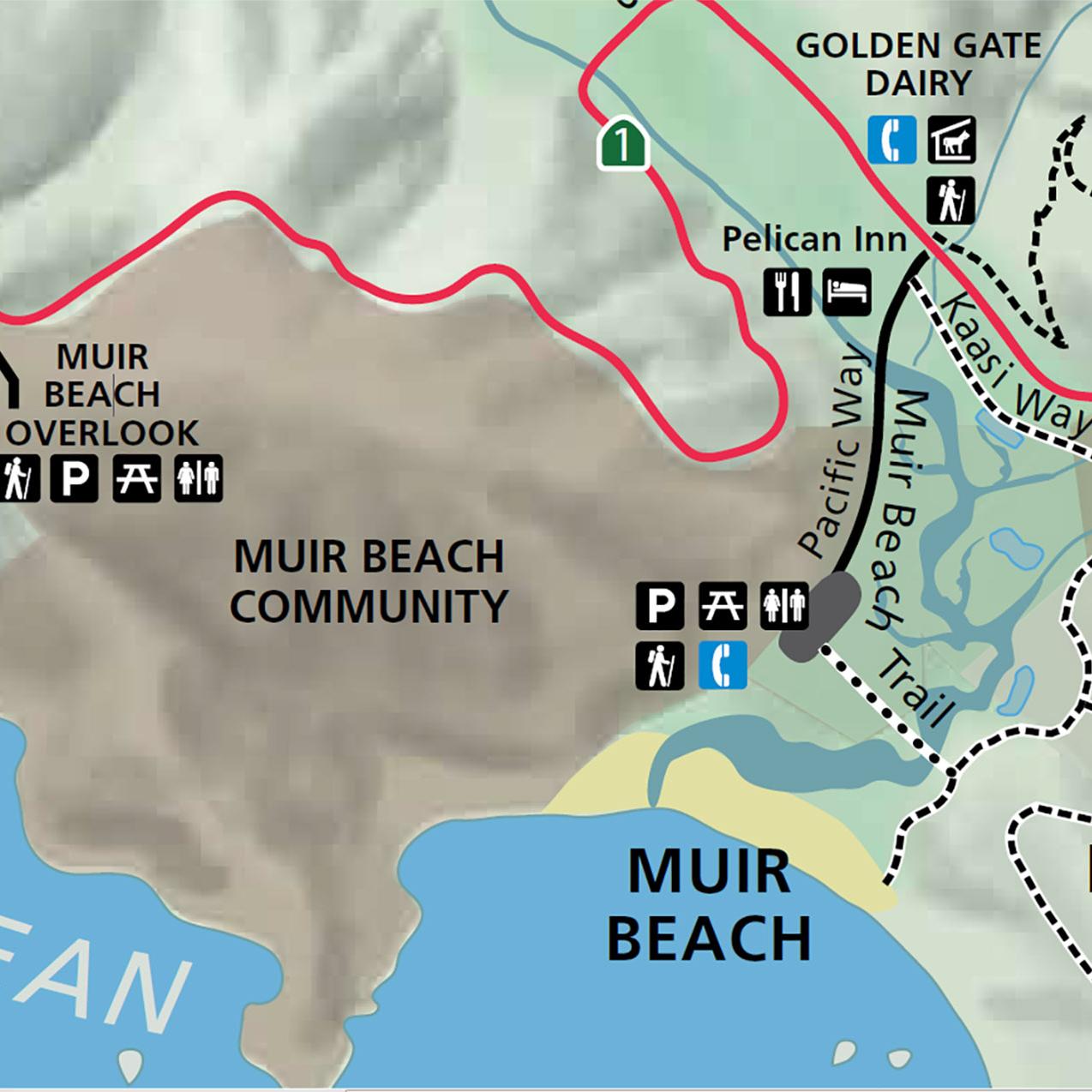 map of Muir Beach and surrounding area