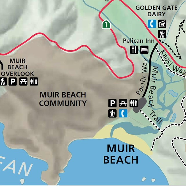 map of Muir Beach and surrounding area