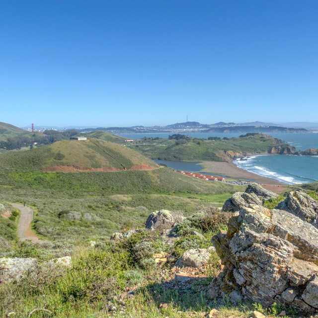 Scenic view of the Marin Headlands and the pacific ocean