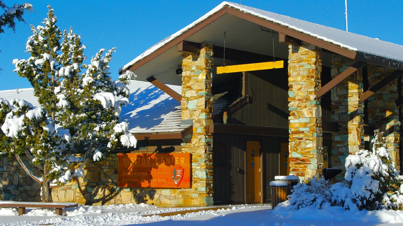 Front view of the Visitor Center winter