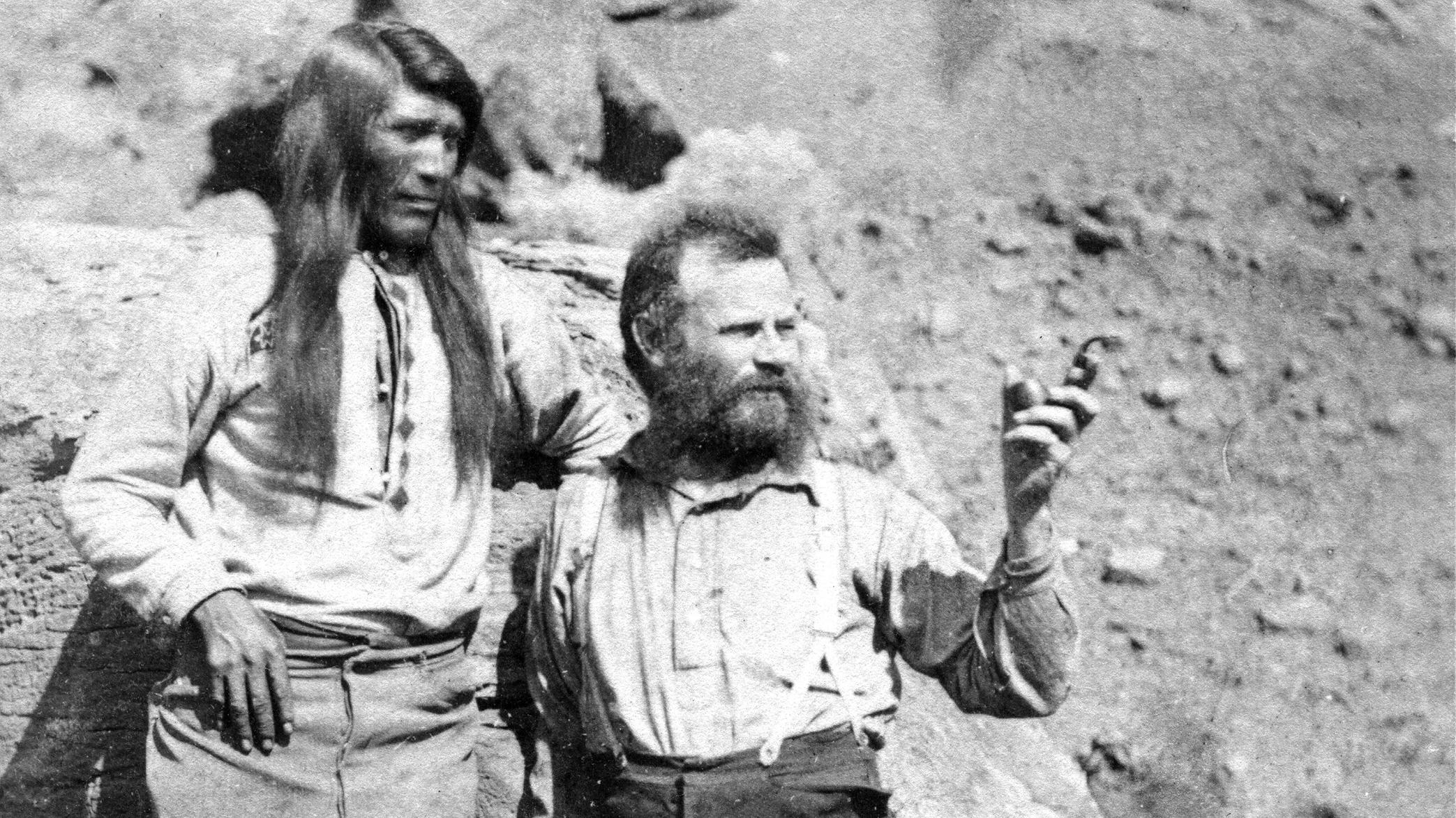 A black and white photo of John Wesley Powell