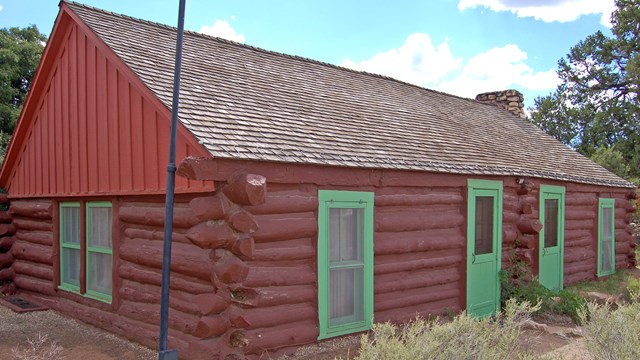 A two door log cabin