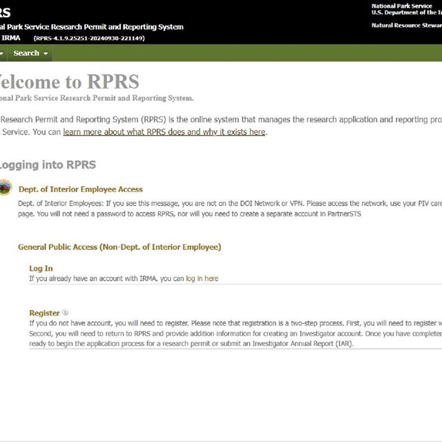 An image of an NPS website screen