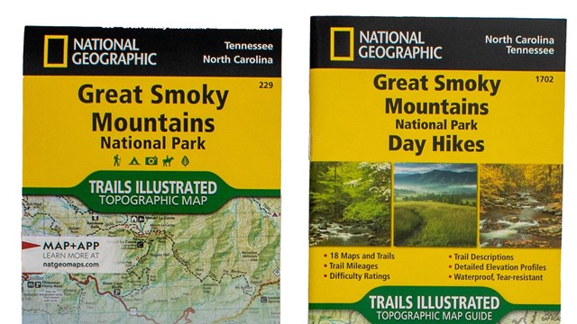 Two National Geographic Paper Maps for Great Smoky Mountains National Park