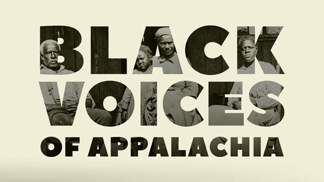 Image of words 'Black voices of appalachia' on a cream background