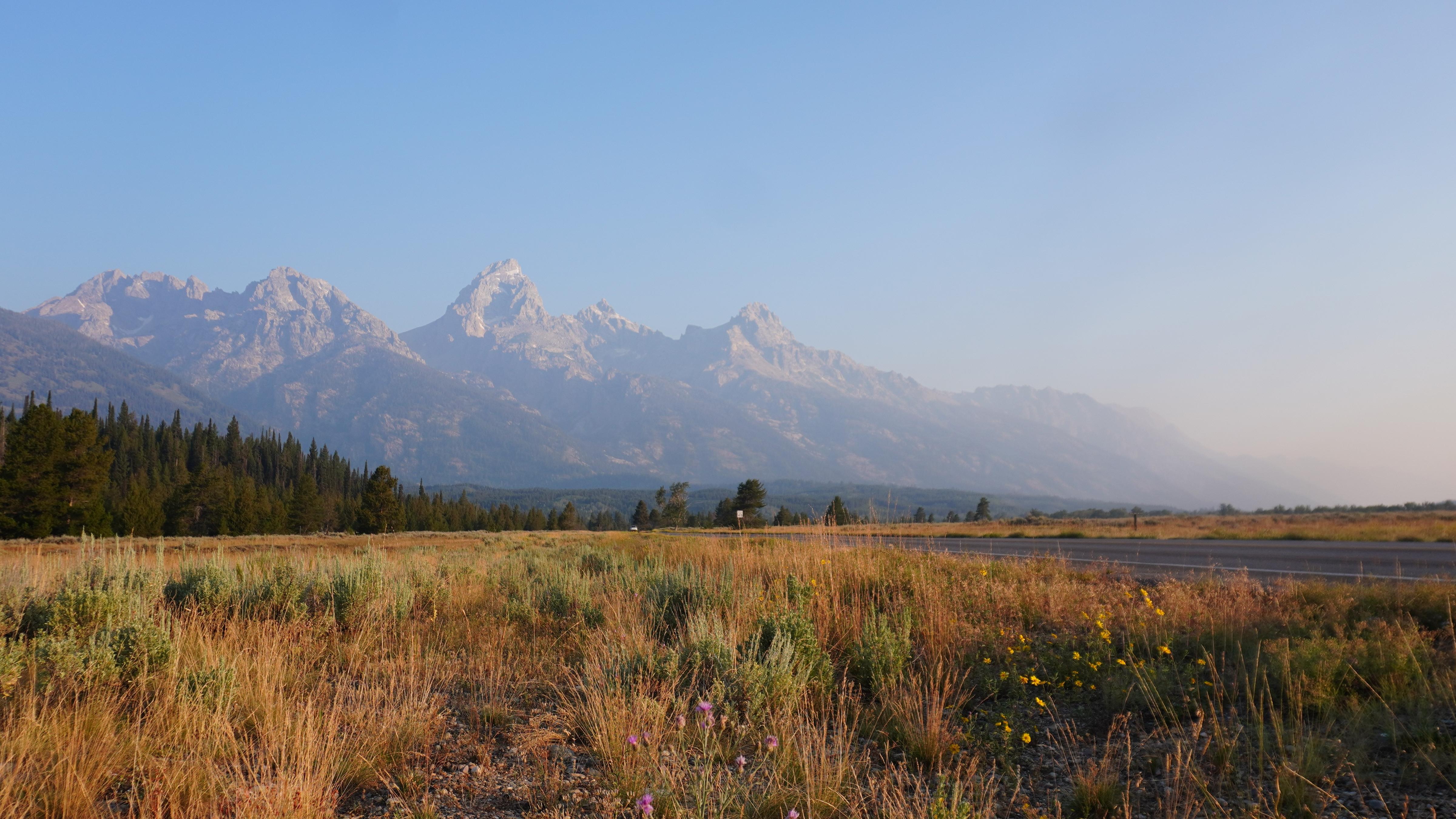 Smoke from wildfires obscures view of mountains