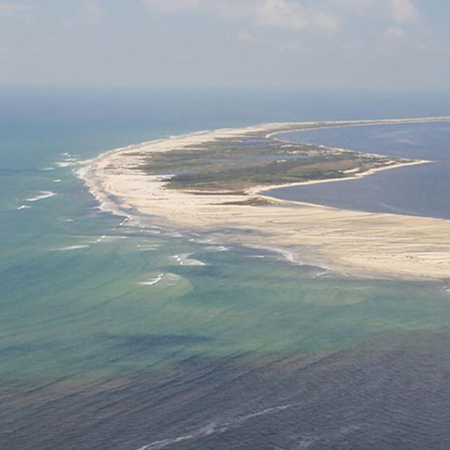 An aerial image of Petit Bois Island.