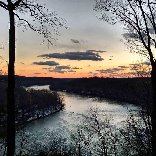 Overlook of the Shenandoah River at sunset