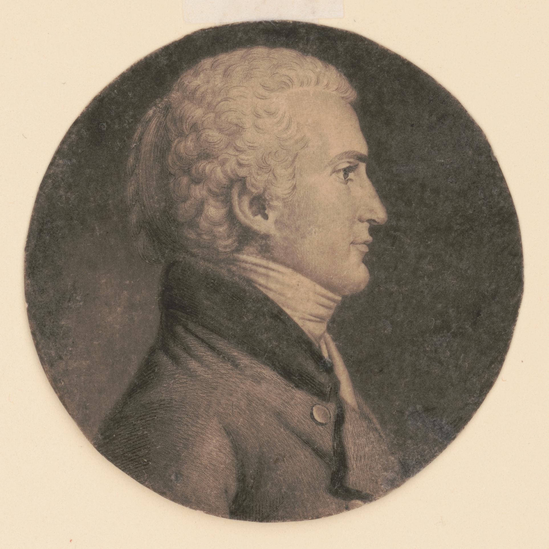 engraving of Meriwether Lewis, head and shoulders, facing right