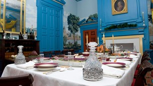The dining room of the Hampton mansion.