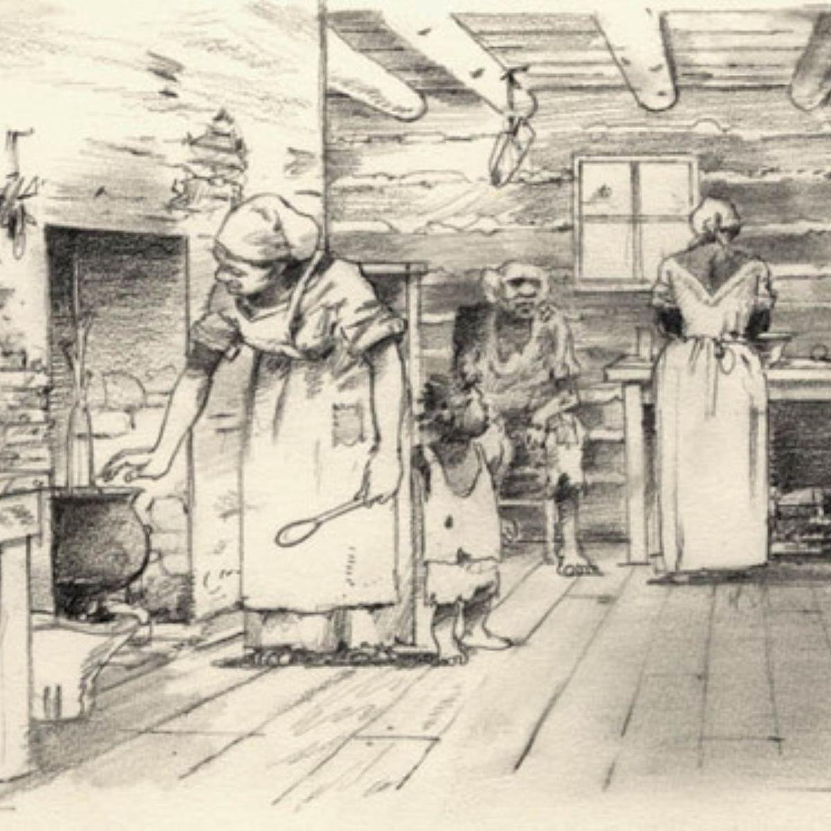A sketch of a family in a slave quarter