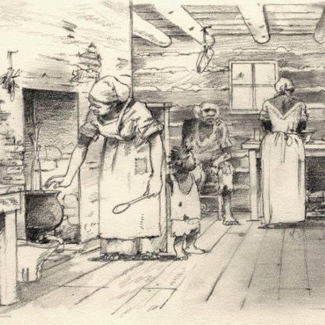A sketch of a family in a slave quarter