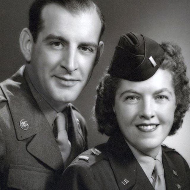 Lillian & John Ridgely Ill in World War II uniforms c. 1945 (NPS)