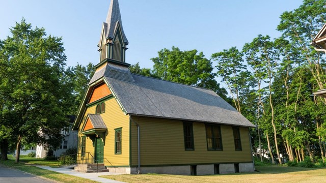 The front of the Thompson Memorial A.M.E. Church on Parker St in Auburn, NY. 