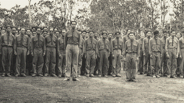 Black and white photograph of Civilian Conservation Corps in the 1930s