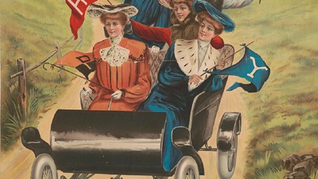 Women riding in a car. 