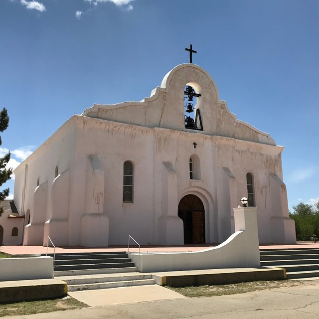 White mission church. 