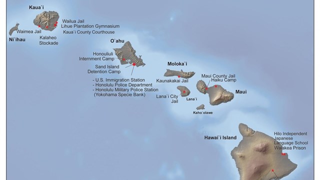 A map of all interment sites across the Hawaiian Islands
