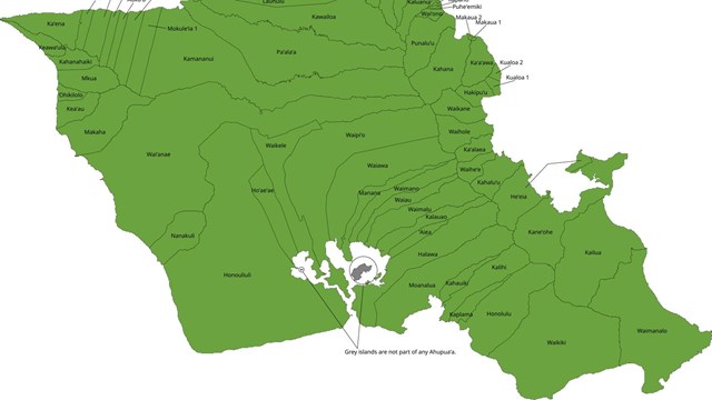 A map of O'ahu and all of its ahupua'a