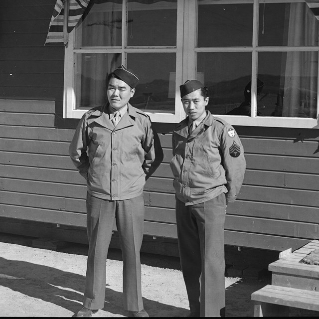 Two Japanese men in military uniforms