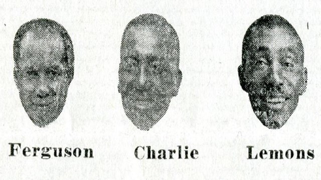 Faces of three African American men with the words "Ferguson," "Charlie," and "Lemons" underneath