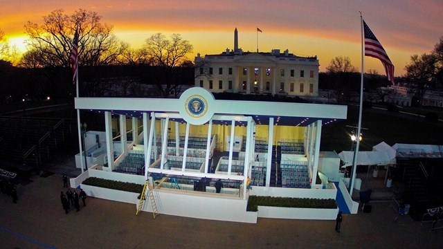Presidential stage in front of the White House