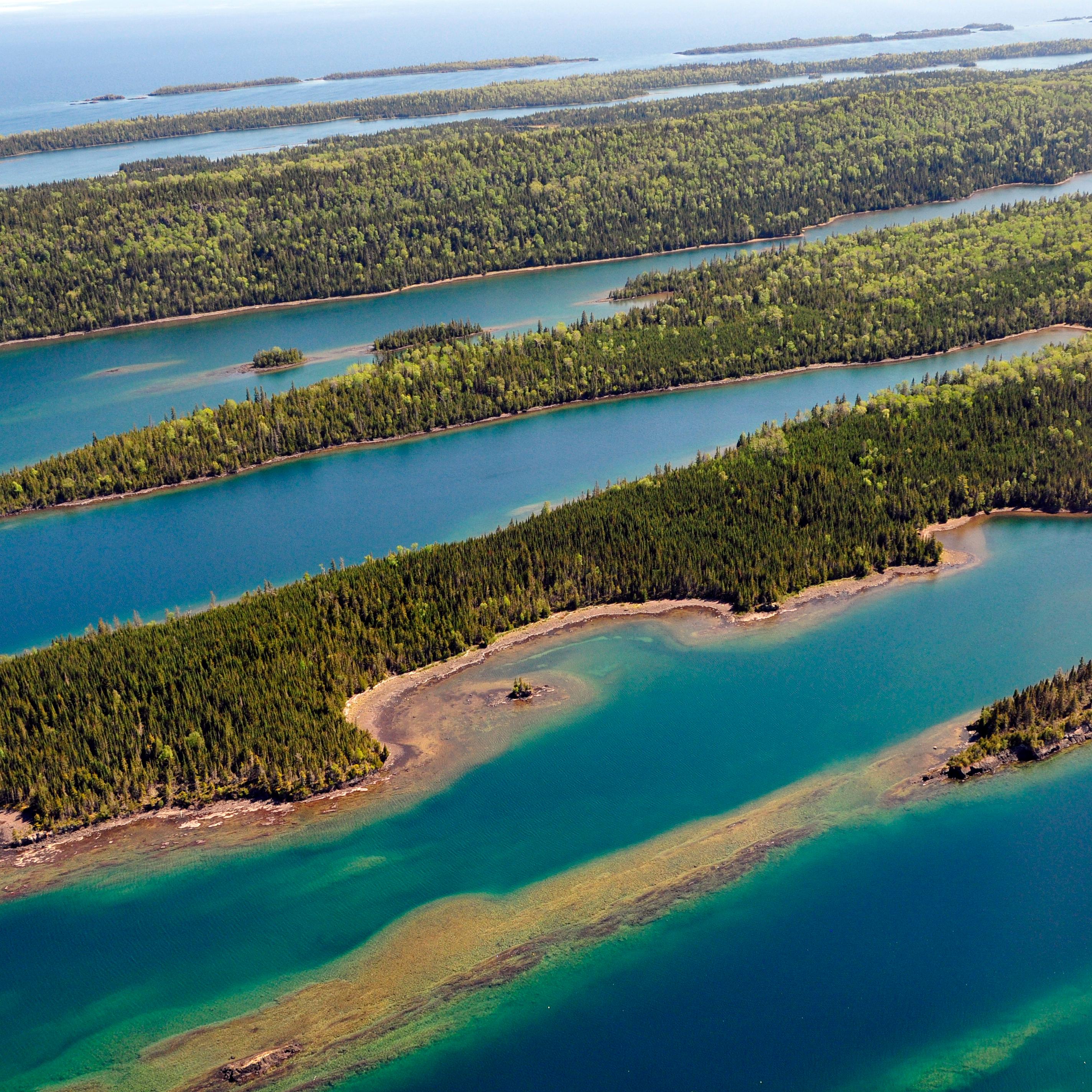 Aerial view of Locke Point, Isle Royale National Park.