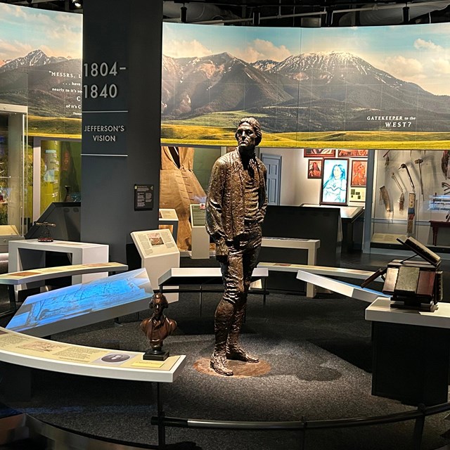 A statue of a man in a museum