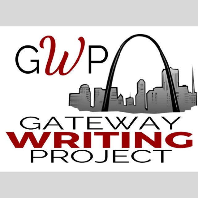 A logo for the Gateway Writing Project, featuring the St. Louis Skyline and Gateway Arch