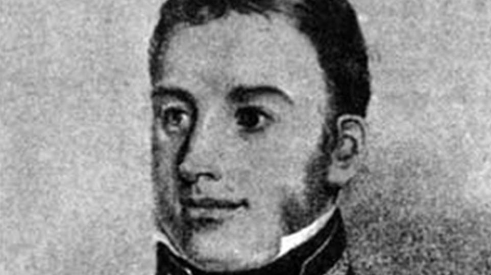 A black and white sketch of Sir Edward Packenham