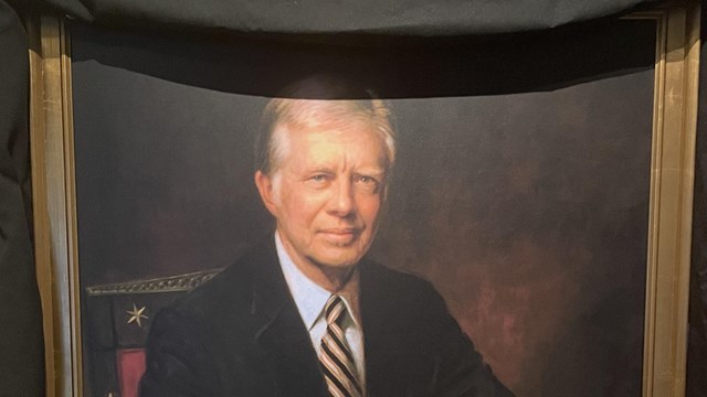 Shrouded portrait of Jimmy Carter