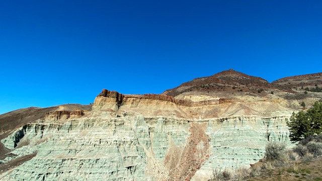 A blue-green geologic formation.