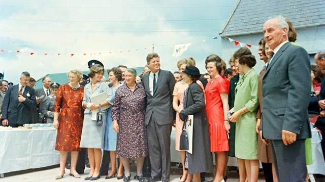 A photo of President Kennedy with extended family members in Ireland in 1963.