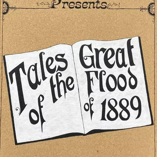 An open book that reads Tales of the Great Flood of 1889.