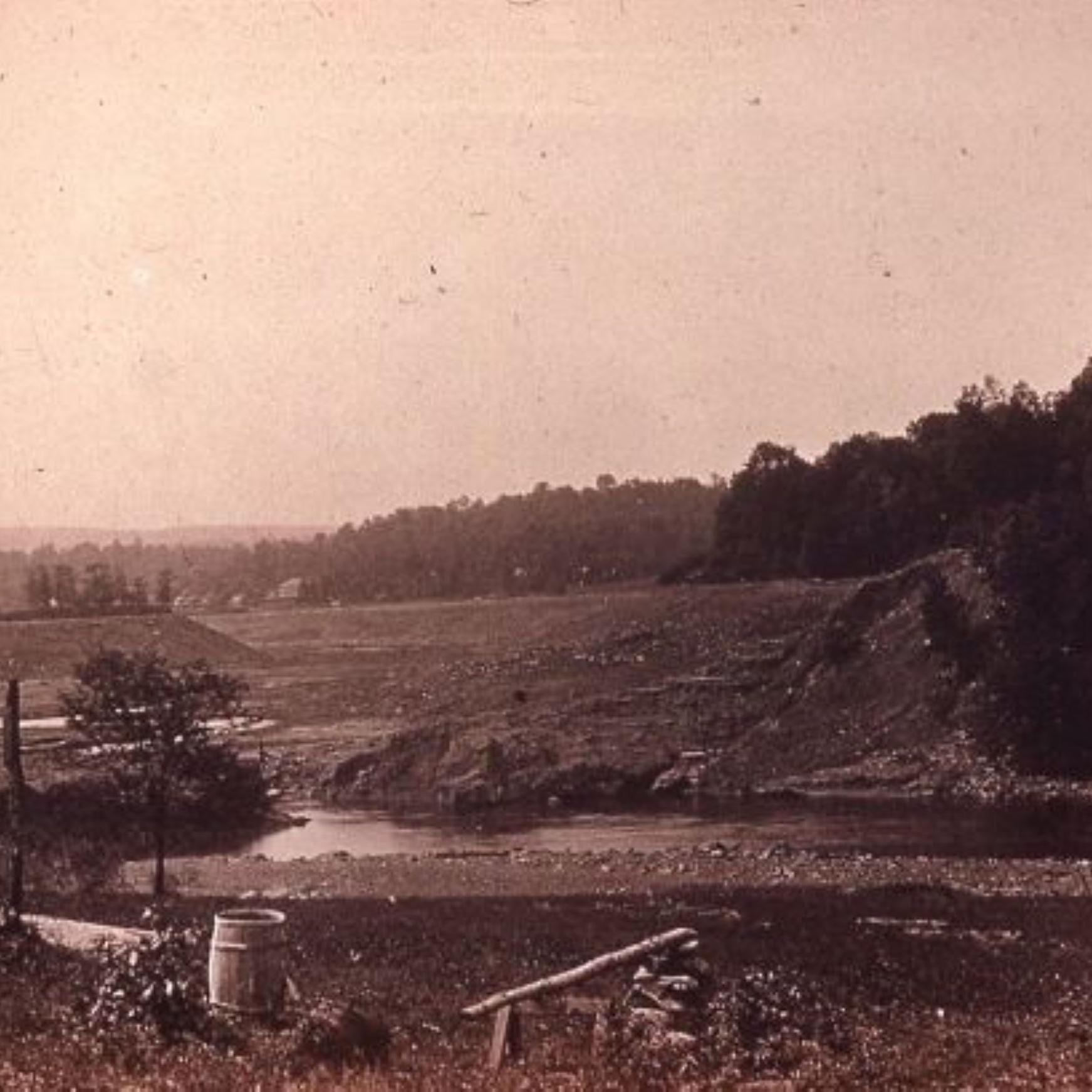 Remains of an earthen dam