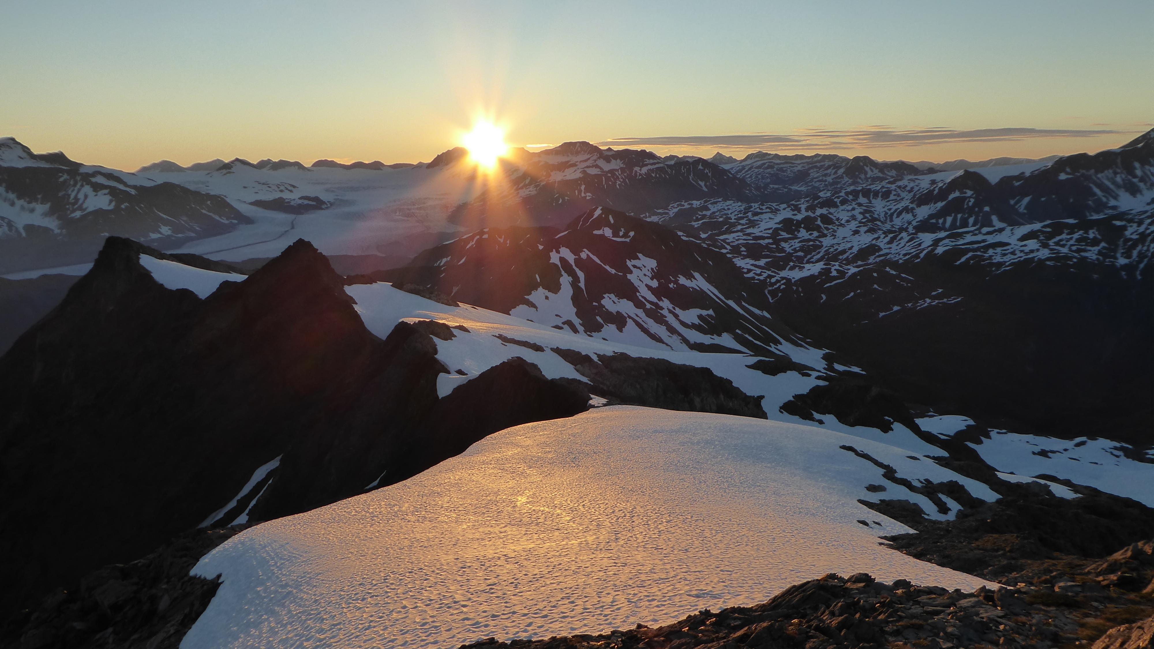 A sunset over an icefield