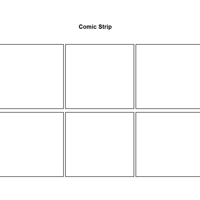 Blank comic strip with 6 blank boxes titled in black at top: Comic Strip