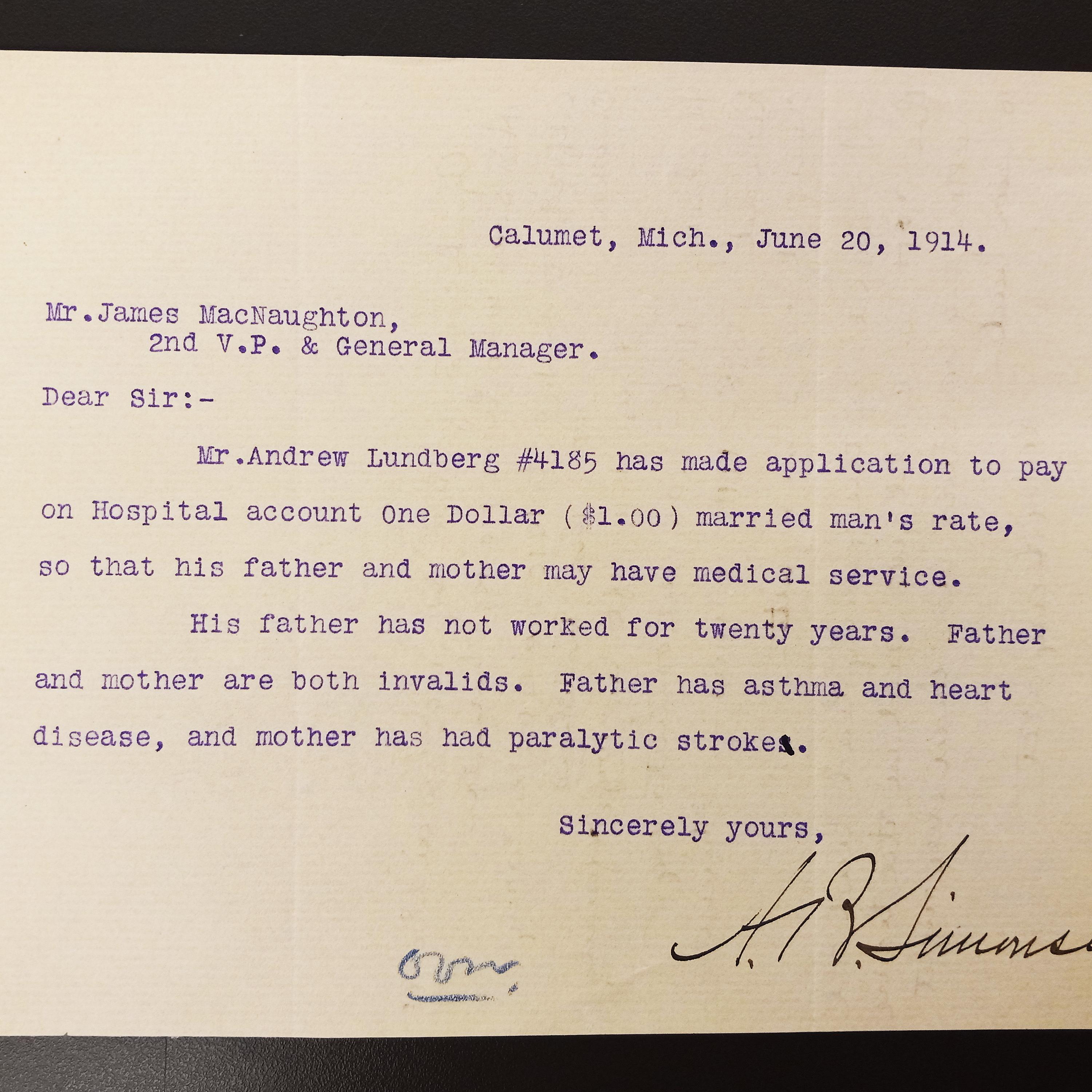 A historic document from the MTU Archives.
