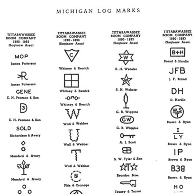 Image of historic log marks used to identify felled trees