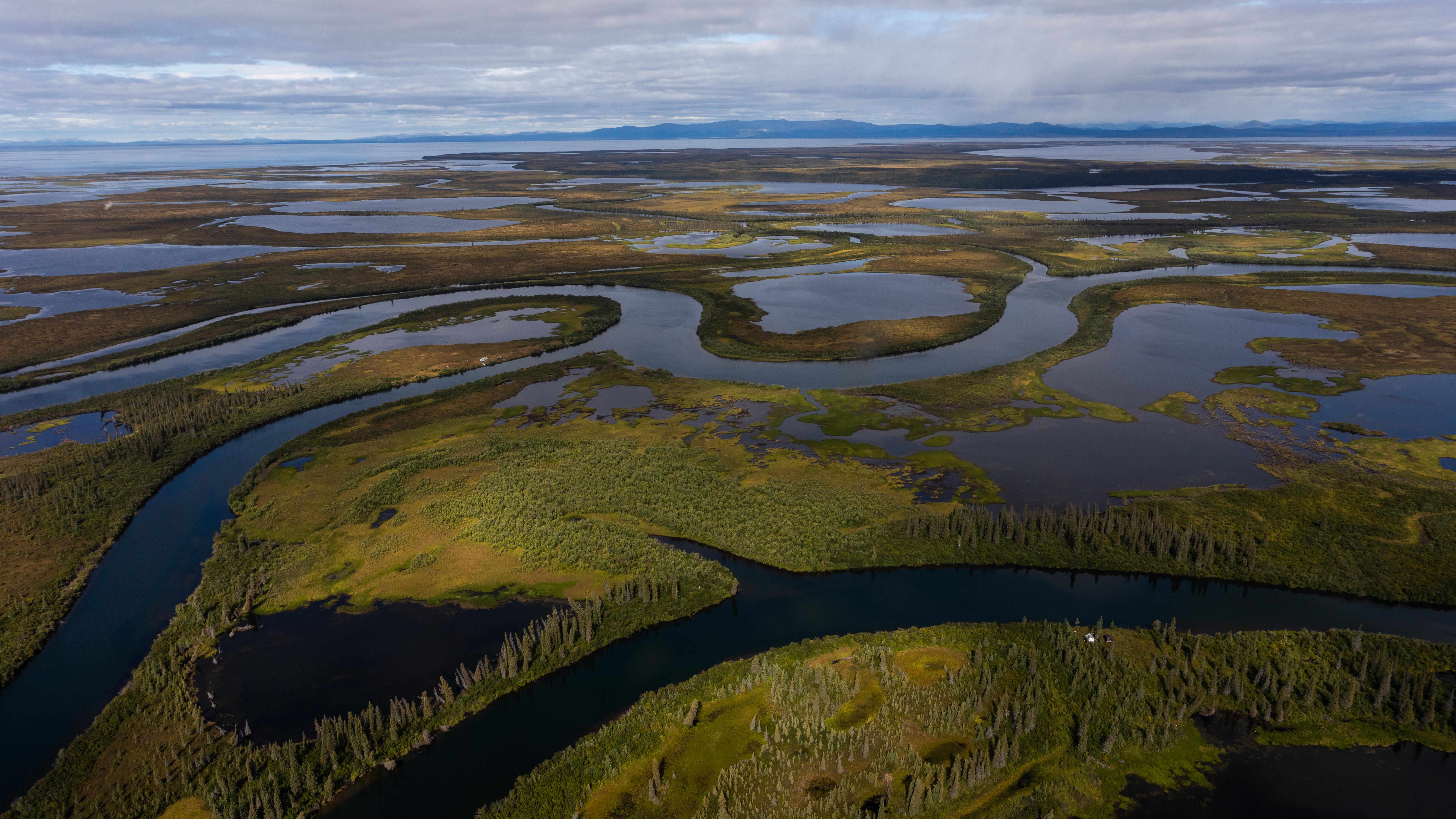 Aerial view of the Kobuk River Delta