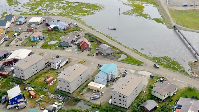 View from a plane of Kotzebue Alaska