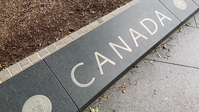 The word "Canada" on the Korean War Veterans Memorial
