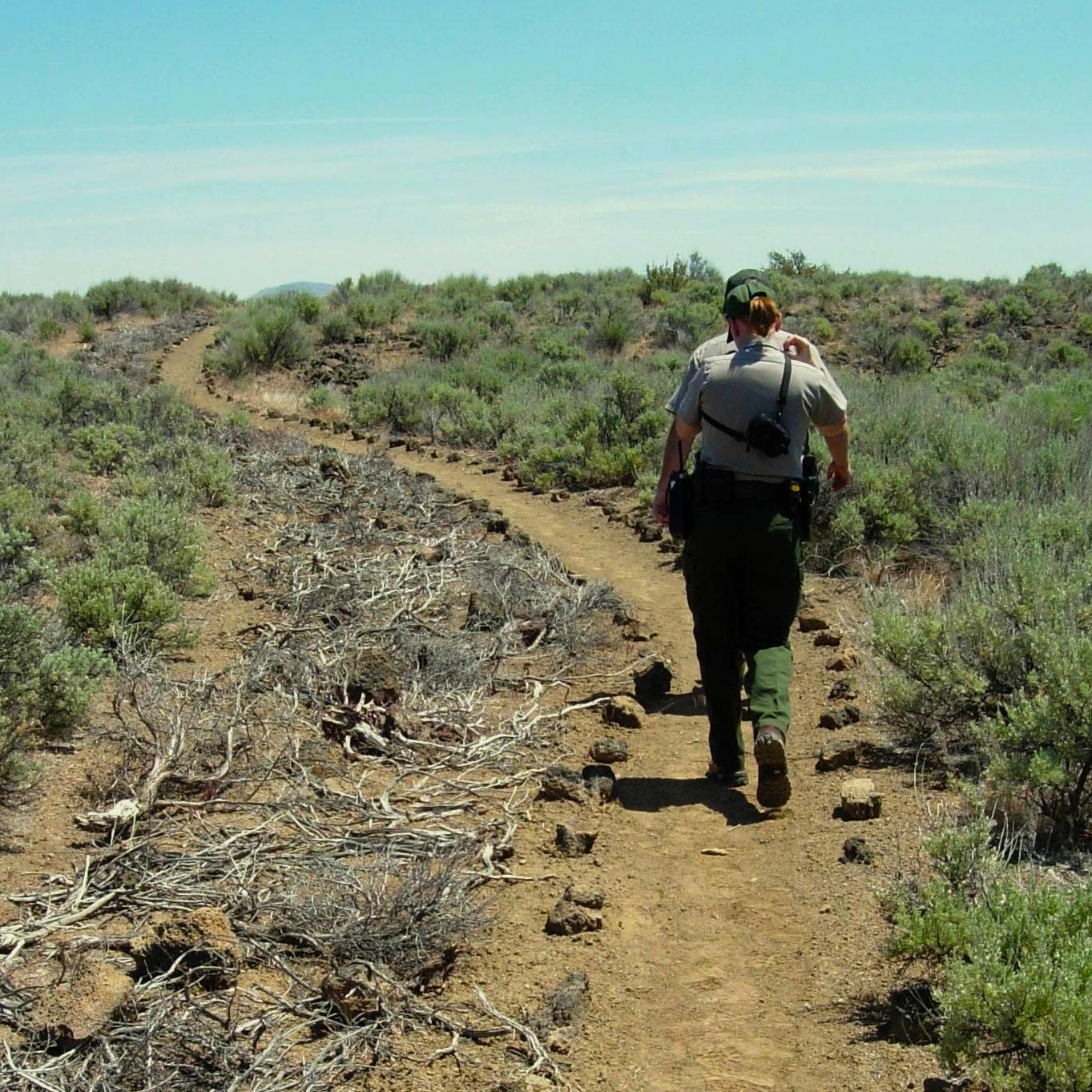 Two people enjoying a hike.