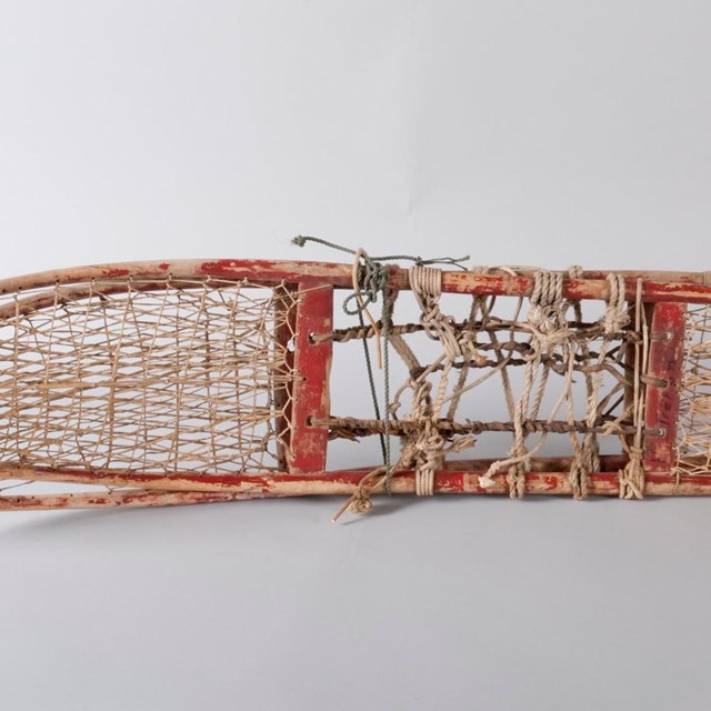 A pair of red snowshoes