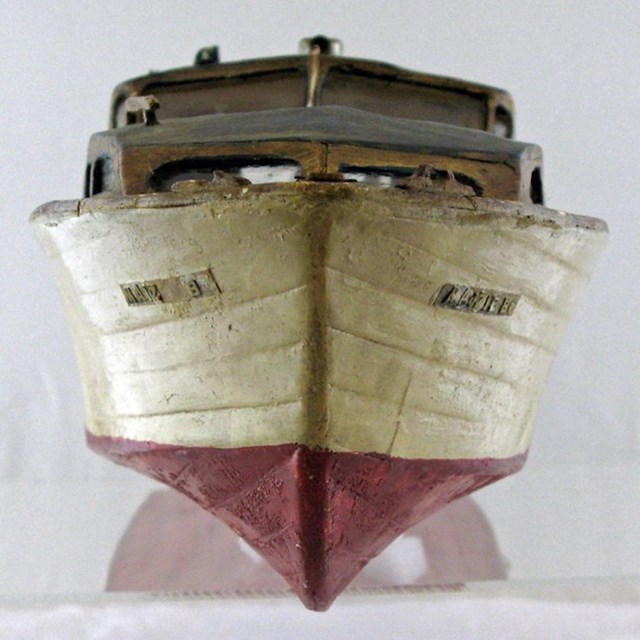a wooden model boat