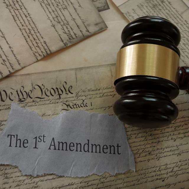 First Amendment with a gavel.