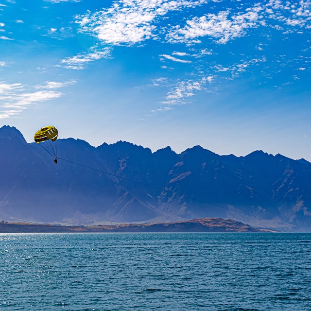 Parasailing over the lake. 