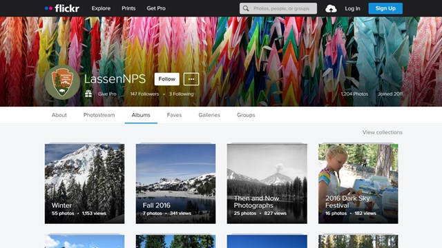 screenshot of Lassen's Flickr webpage